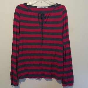 Michael Stars long sleeve dark pink and gray top